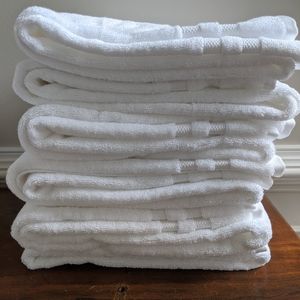 Set of Six White Bath towels
